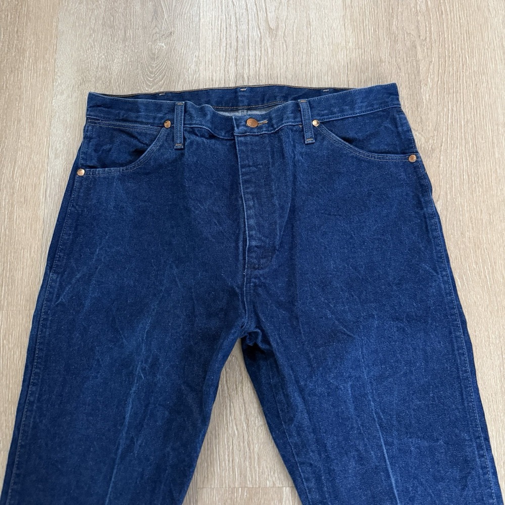 Wrangler Cowboy Cut Retro Slim Straight Jeans Mens 38x30 Blue Denim Western - Picture 2 of 10